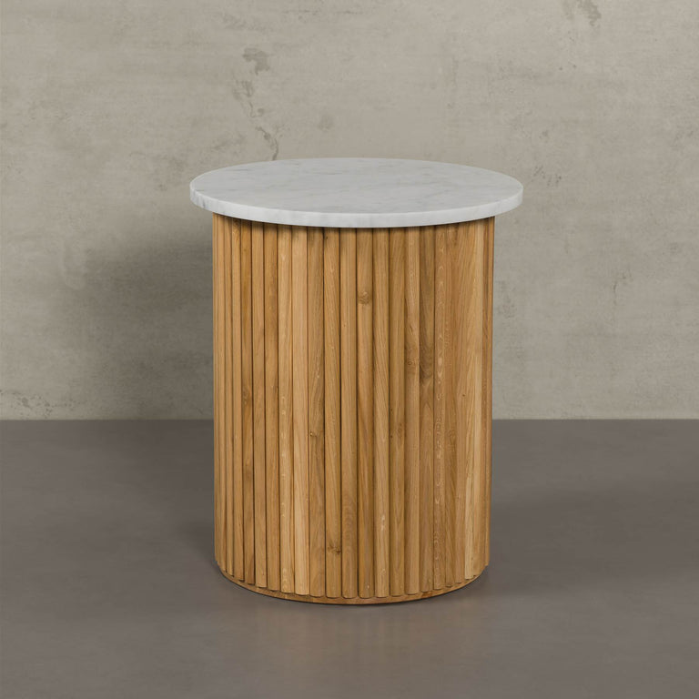 Lade das Bild in den Galerie-Viewer, Victoria Marmor Beistelltisch mit Eichenholzfuß und Natursteinplatte, Designer Esstisch von MAGNA Atelier #49168128573708
