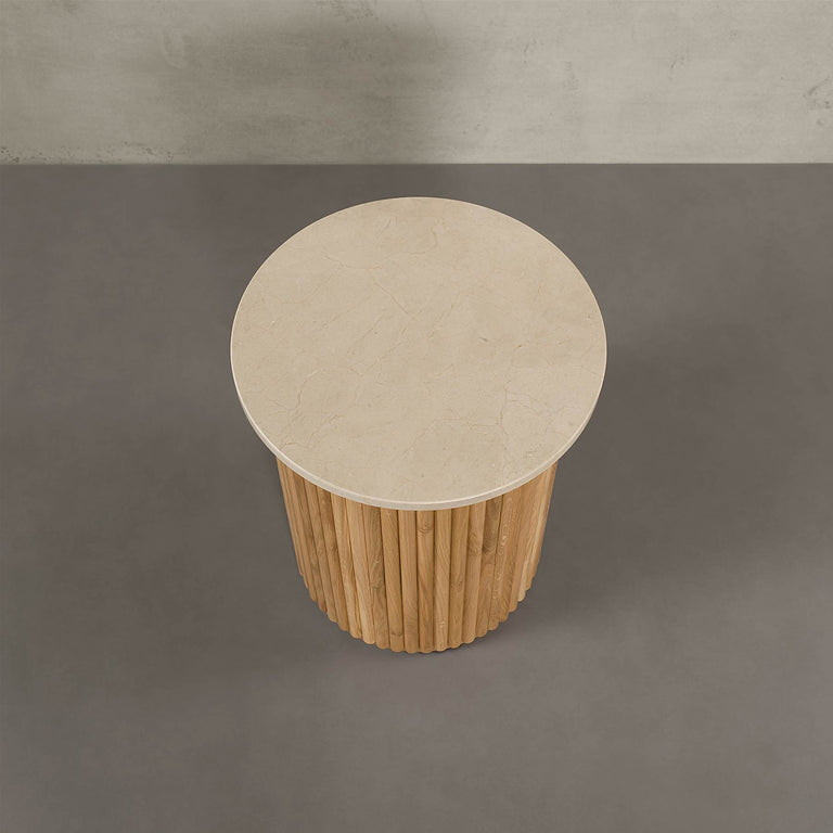 Lade das Bild in den Galerie-Viewer, Victoria Marmor Beistelltisch mit Naturstein und Eichenholzfuß von MAGNA Atelier, passt zum Designer Esstisch Marmor Modelname Victoria #49168128704780
