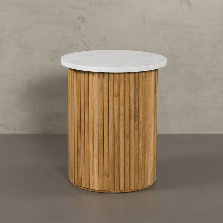 Lade das Bild in den Galerie-Viewer, Victoria Marmor Beistelltisch mit Eichenholzfuß und Designer Naturstein von MAGNA Atelier #49168128508172
