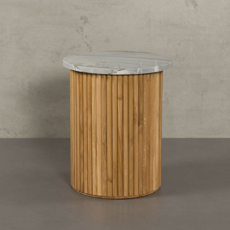Lade das Bild in den Galerie-Viewer, Marmor Beistelltisch Victoria mit Eichenholzfuß von MAGNA Atelier und Designer Esstisch Naturstein. #49168128770316
