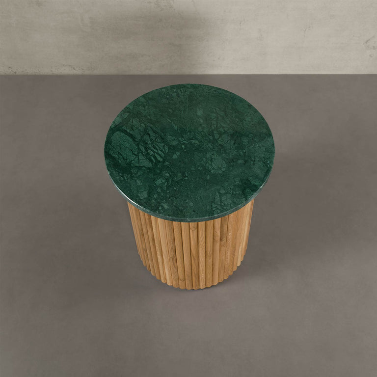 Lade das Bild in den Galerie-Viewer, Victoria Marmor Beistelltisch mit grünem Naturstein und Eichenholzfuß - Designer Esstisch von MAGNA Atelier #49168128672012
