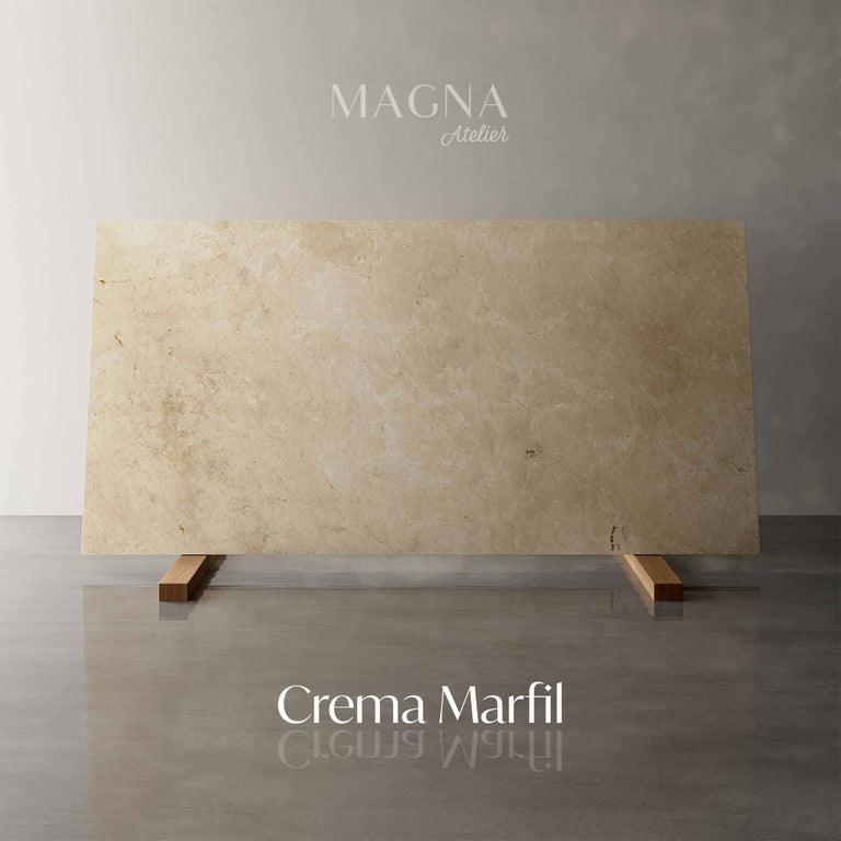 Lade das Bild in den Galerie-Viewer, Crema Marfil Marmor Tischplatte eckig
